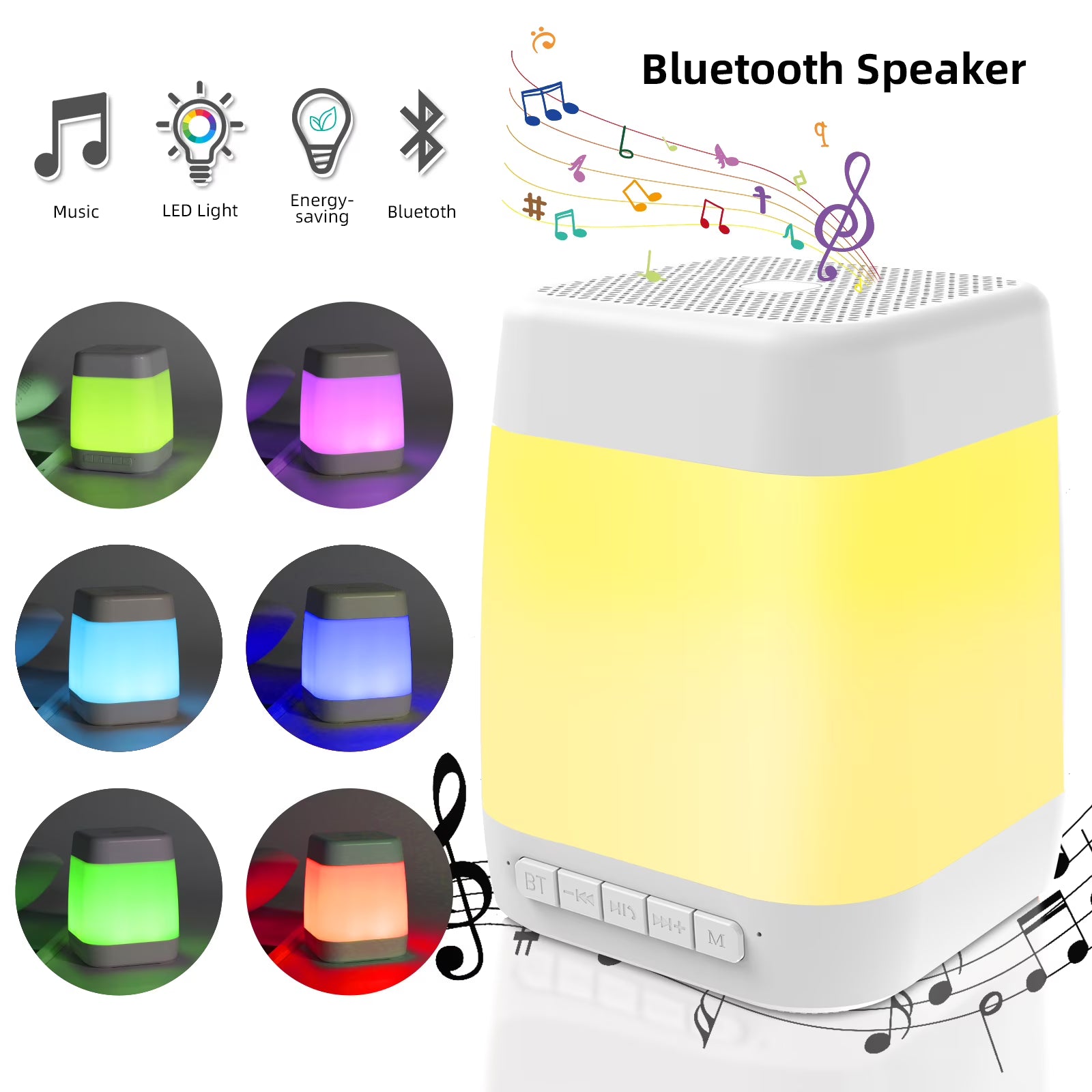 RUXAN Portable Bluetooth Speaker Multi-Color Changing Touch Control LED Light All in One Wireless Bluetooth Speakers for Party Outdoor Camping
