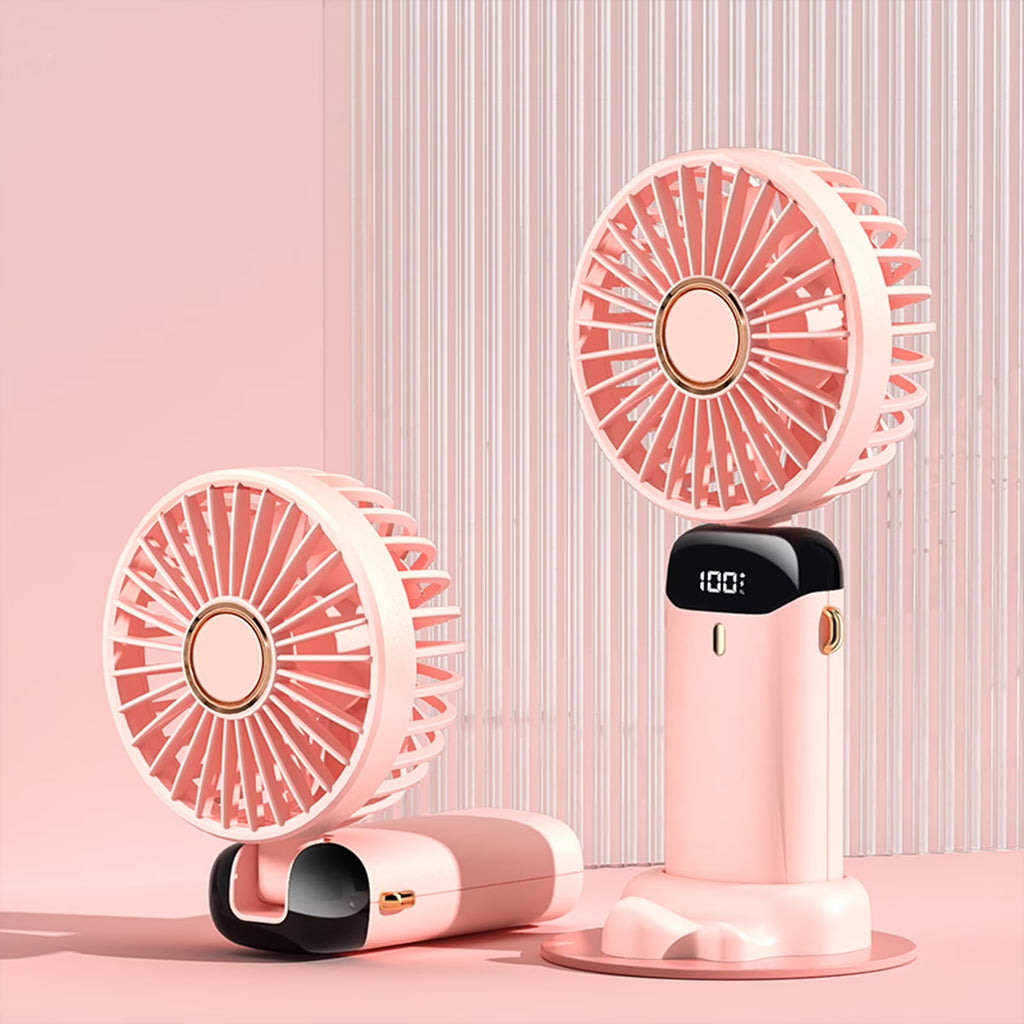 RUXAN Portable Fan- Handheld, 5 Speeds, 5000mAh Power, Adjustable Personal Fans for Travel, Camping, Pink