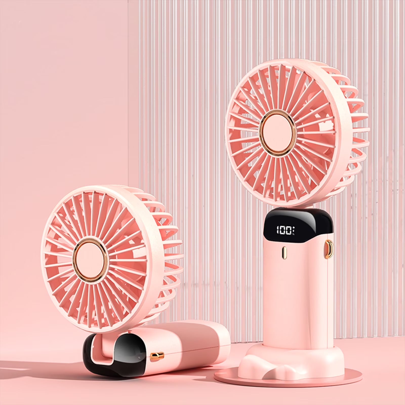 RUXAN Portable Fan- Handheld, 5 Speeds, 5000mAh Power, Adjustable Personal Fans for Travel, Camping, Pink