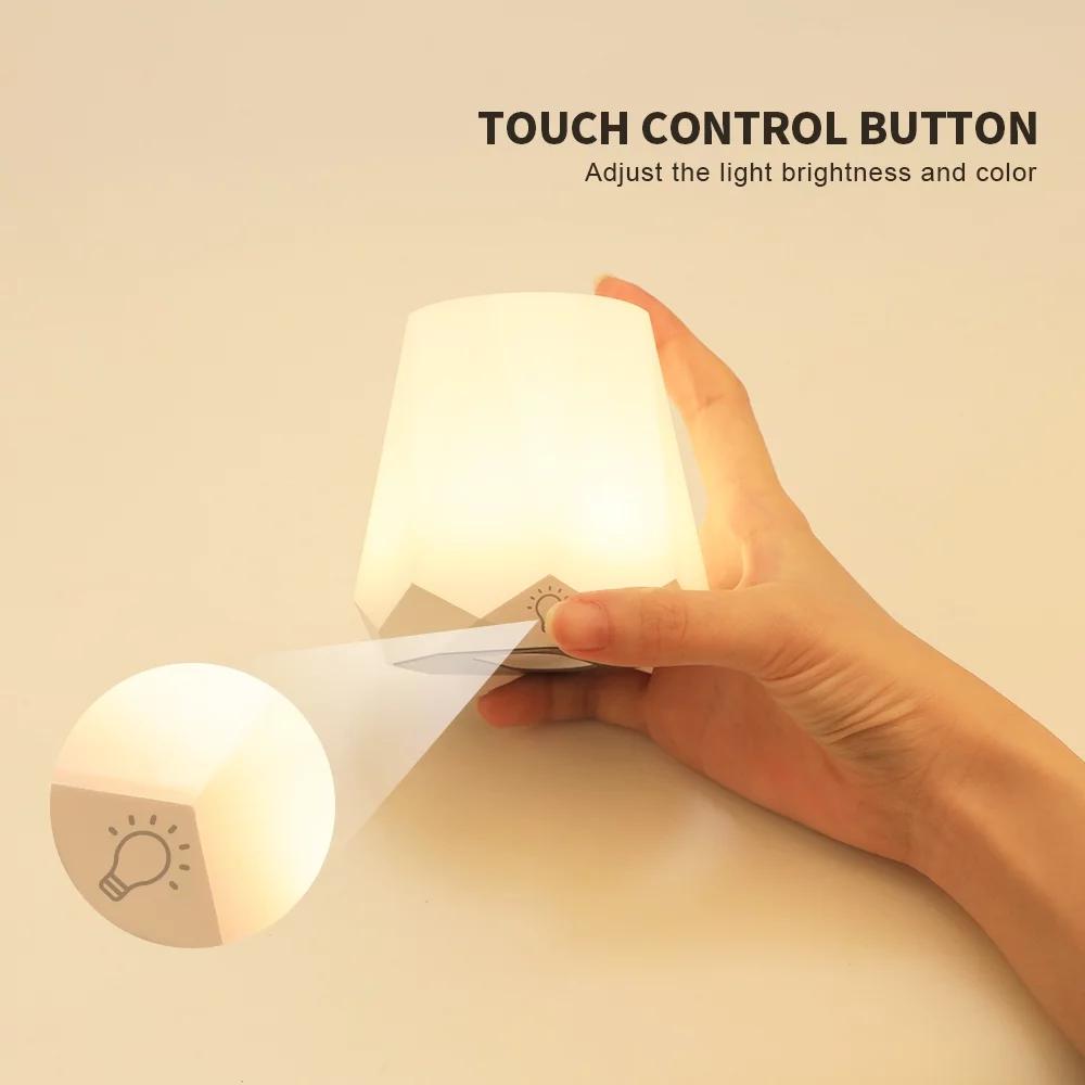RUXAN Night Lamp for Bedroom-Rechargeable, Dimmable Warm Light, With Touch Sensor, for Baby Sleep, Bedside Mini Table LED Lamps