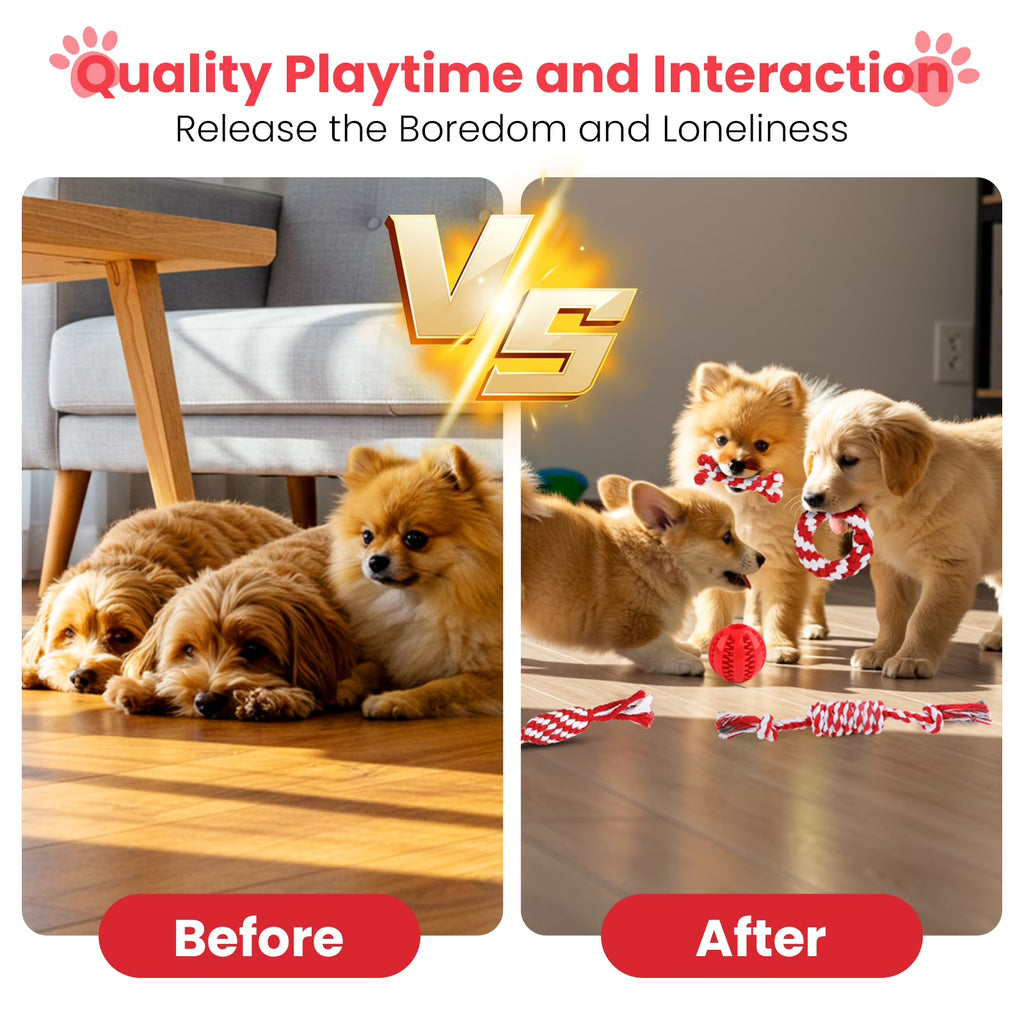RUXAN 7 Pcs Dog Rope Toys for Aggressive Chewers, Puppy Chew Dog Toys, Teething, Squeaky Toys for Small Dogs