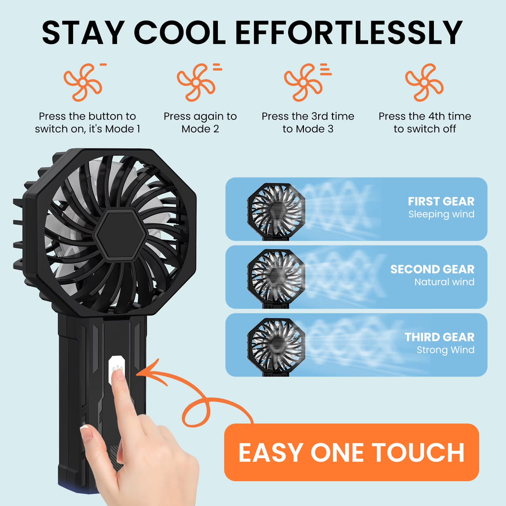 RUXAN Small Fan Handheld, Battery Operated Fan, Rechargeable Mini Personal Fan for Outdoor,Home,Travel