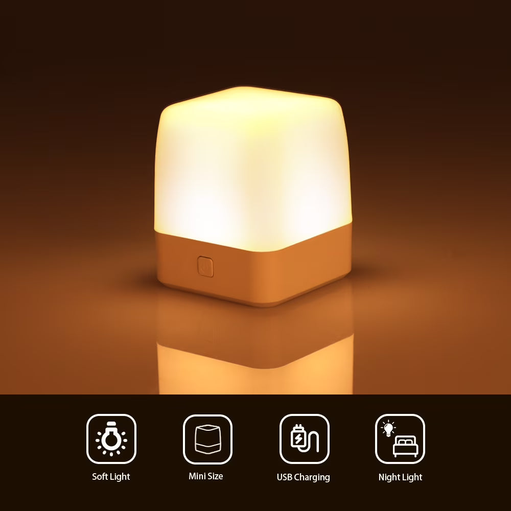 RUXAN Small Night Light for Kids, Led Dimmable Bedside Lamps Light for Bedroom, Baby, Nursery, Sleeping, 2 Lighting