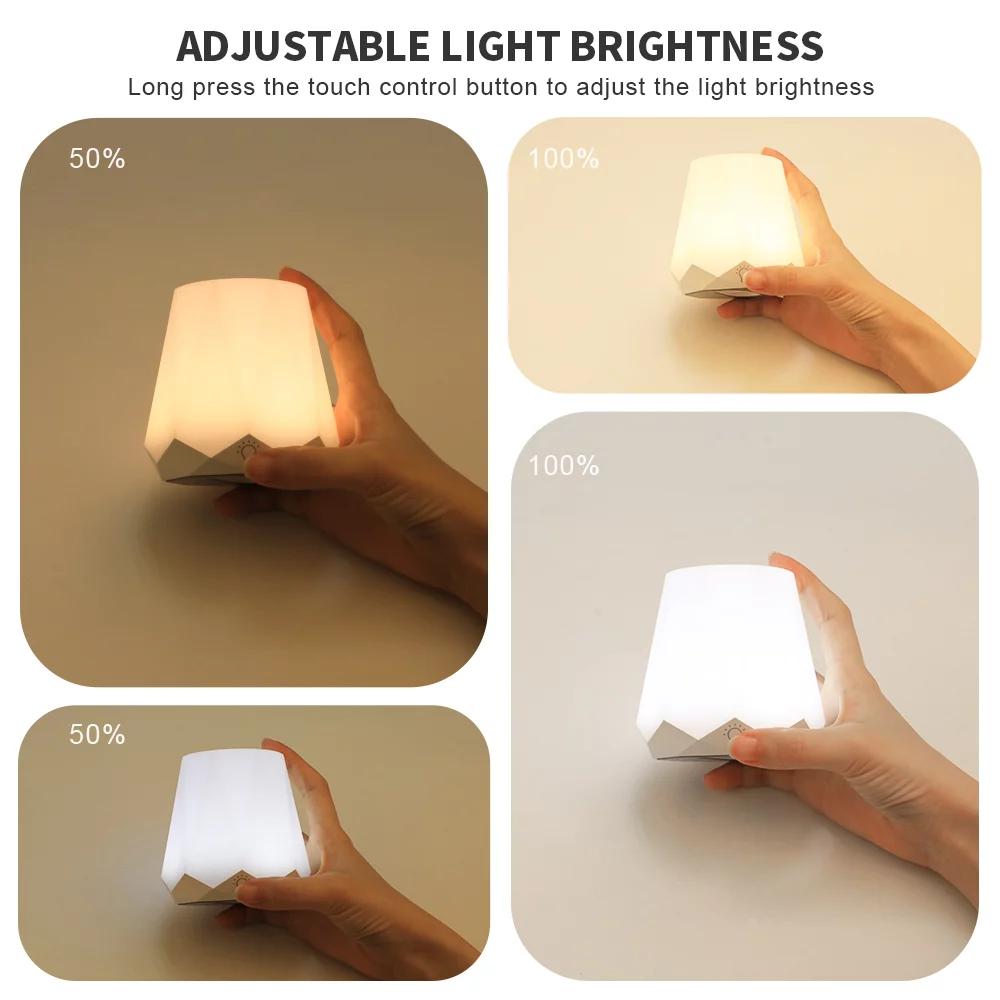 RUXAN Night Lamp for Bedroom-Rechargeable, Dimmable Warm Light, With Touch Sensor, for Baby Sleep, Bedside Mini Table LED Lamps