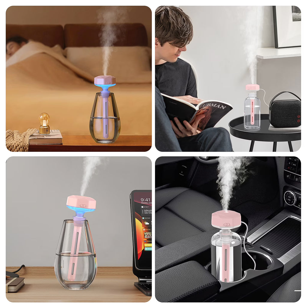 RUXAN Mini Portable Humidifier, Ultra Quiet Cool Mist USB Personal Humidifiers with Colorful Night Light ,Container Diversity Air Humidifier for Plants/Office/Bedroom