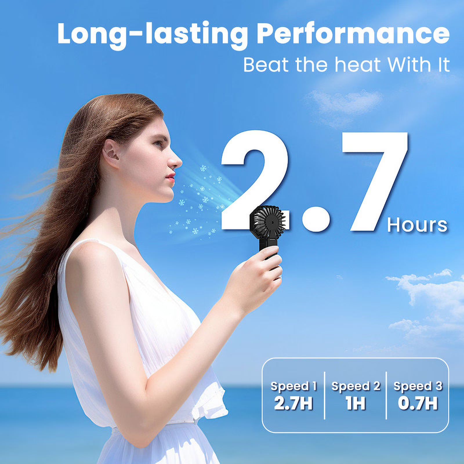 RUXAN Small Fan Handheld, Battery Operated Fan, Rechargeable Mini Personal Fan for Outdoor,Home,Travel