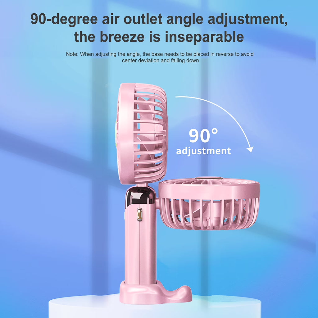 RUXAN Portable Fan- Handheld, 5 Speeds, 5000mAh Power, Adjustable Personal Fans for Travel, Camping, Pink