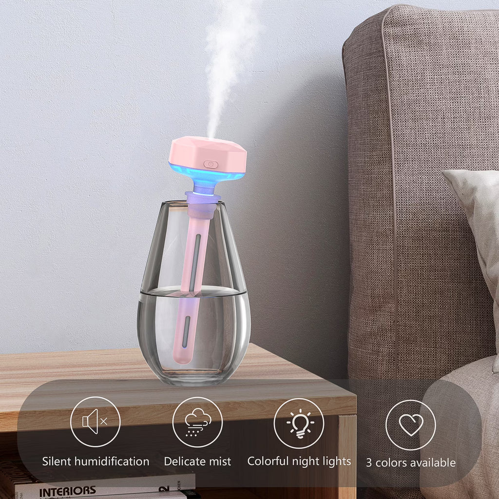 RUXAN Mini Portable Humidifier, Ultra Quiet Cool Mist USB Personal Humidifiers with Colorful Night Light ,Container Diversity Air Humidifier for Plants/Office/Bedroom