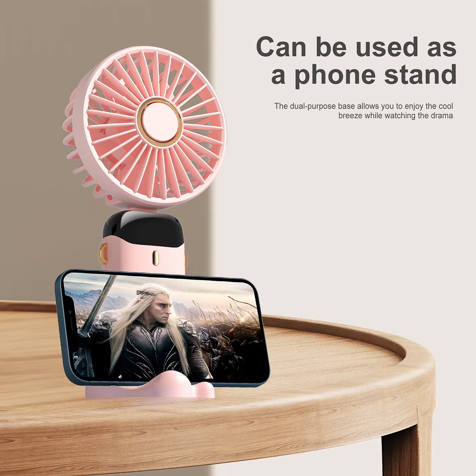 RUXAN Portable Fan- Handheld, 5 Speeds, 5000mAh Power, Adjustable Personal Fans for Travel, Camping, Pink