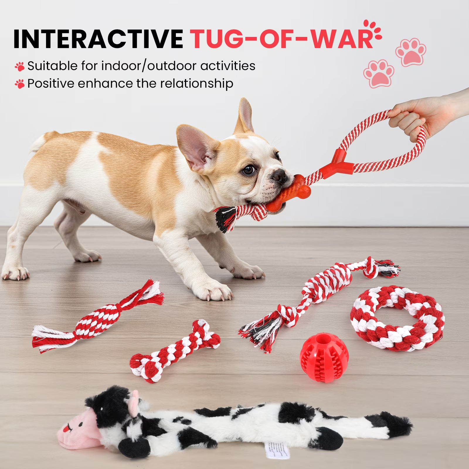 RUXAN 7 Pcs Dog Rope Toys for Aggressive Chewers, Puppy Chew Dog Toys, Teething, Squeaky Toys for Small Dogs
