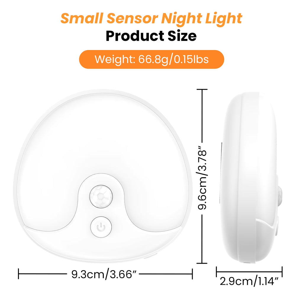 RUXAN Motion Sensor Night Lights Rechargeable, Magnetic LED Under-Cabinet Lights for Bed for Kitchen, Stairs, Hallway, Toilet - 2 Pack