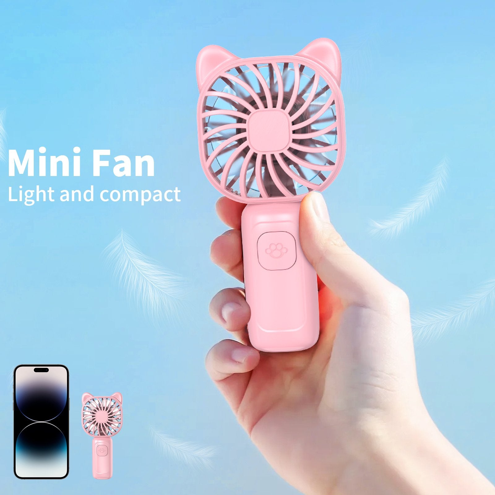 RUXAN Portable Handheld Mini Fan,USB Rechargeable Small Pocket Fan,500mAh Battery Operated with Adjustable 3 Speeds for Daily,Travel, Outdoors,Hiking.