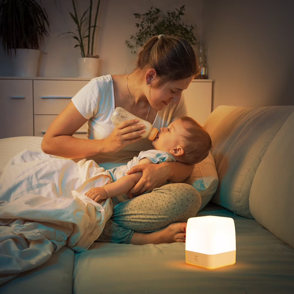 RUXAN Small Night Light for Kids, Led Dimmable Bedside Lamps Light for Bedroom, Baby, Nursery, Sleeping, 2 Lighting