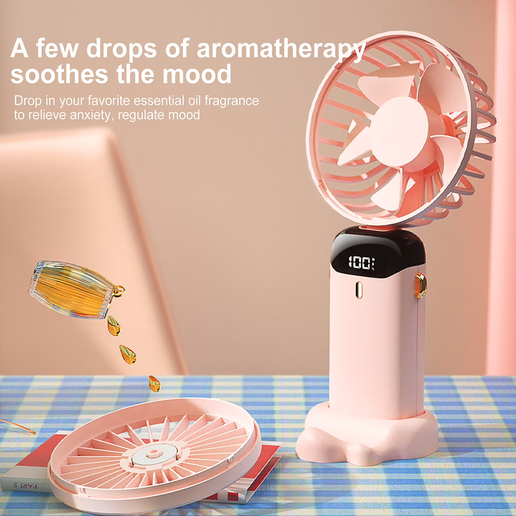 RUXAN Portable Fan- Handheld, 5 Speeds, 5000mAh Power, Adjustable Personal Fans for Travel, Camping, Pink