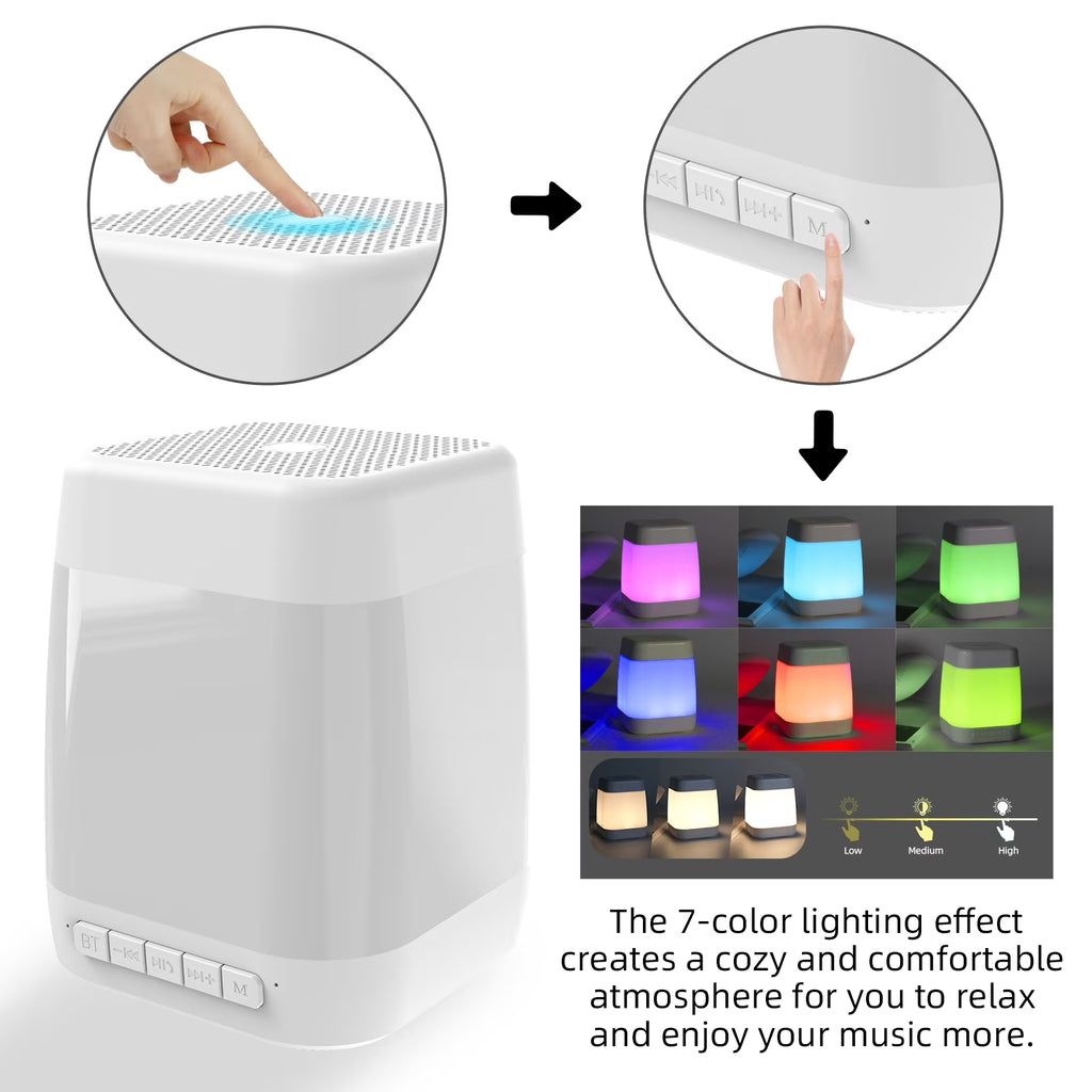 RUXAN Portable Bluetooth Speaker Multi-Color Changing Touch Control LED Light All in One Wireless Bluetooth Speakers for Party Outdoor Camping