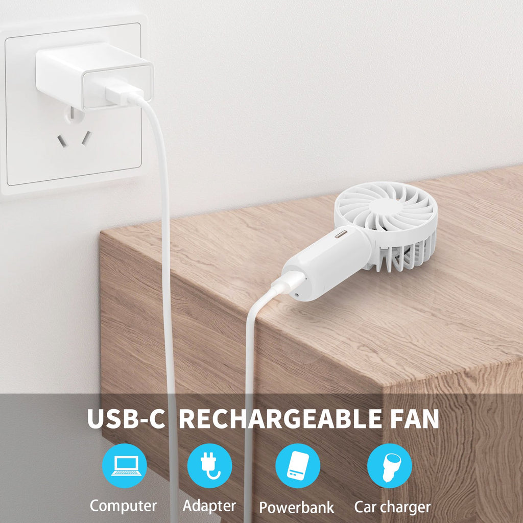 RUXAN Portable Pocket Fan with USB Rechargeable Battery 3 Speed Handheld Fan Lanyard Personal Desk Table Fan for Daily,Travel, Outdoors, Hiking, Camping