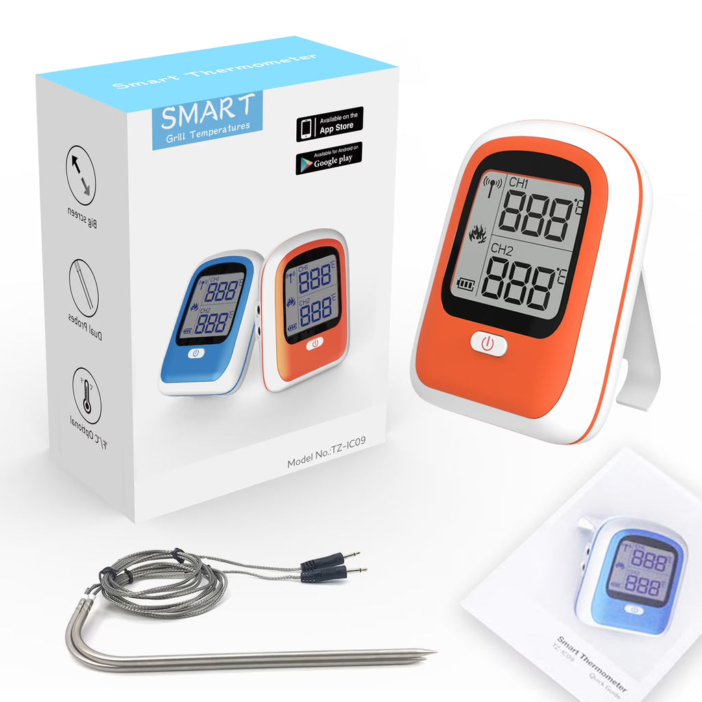 RUXAN Meat Thermometer-Digital with 2 Probes, for Cooking, Food, Grilling Meat, Candy, App Display