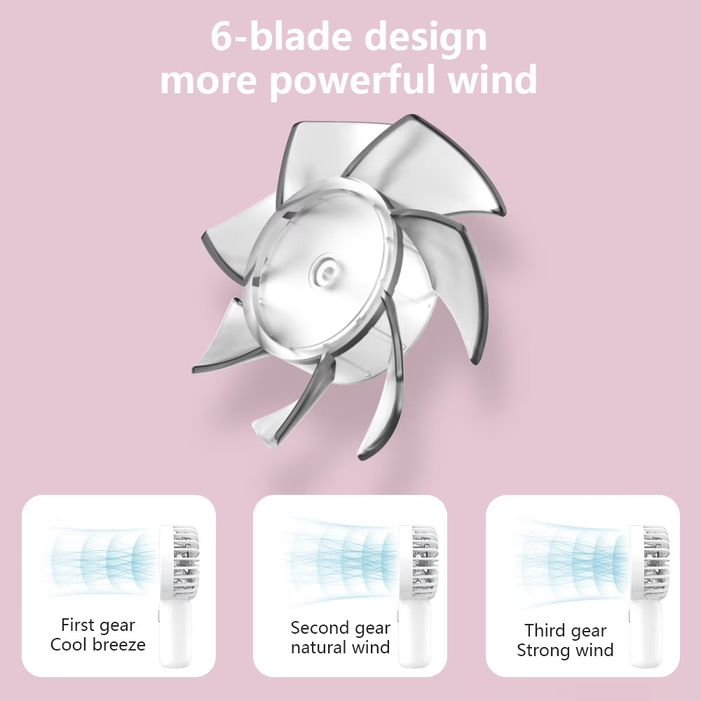 RUXAN Portable Pocket Fan with USB Rechargeable Battery 3 Speed Handheld Fan Lanyard Personal Desk Table Fan for Daily,Travel, Outdoors, Hiking, Camping