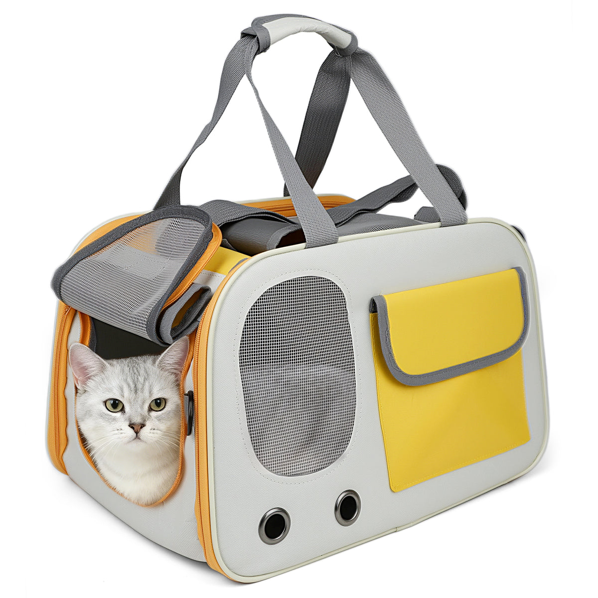 Jewyow Cat Carrier – Pet Carrier for Cats & Dogs, Enhanced Ventilation, Safety Locking Zippers, Padded Shoulder Strap (Black)