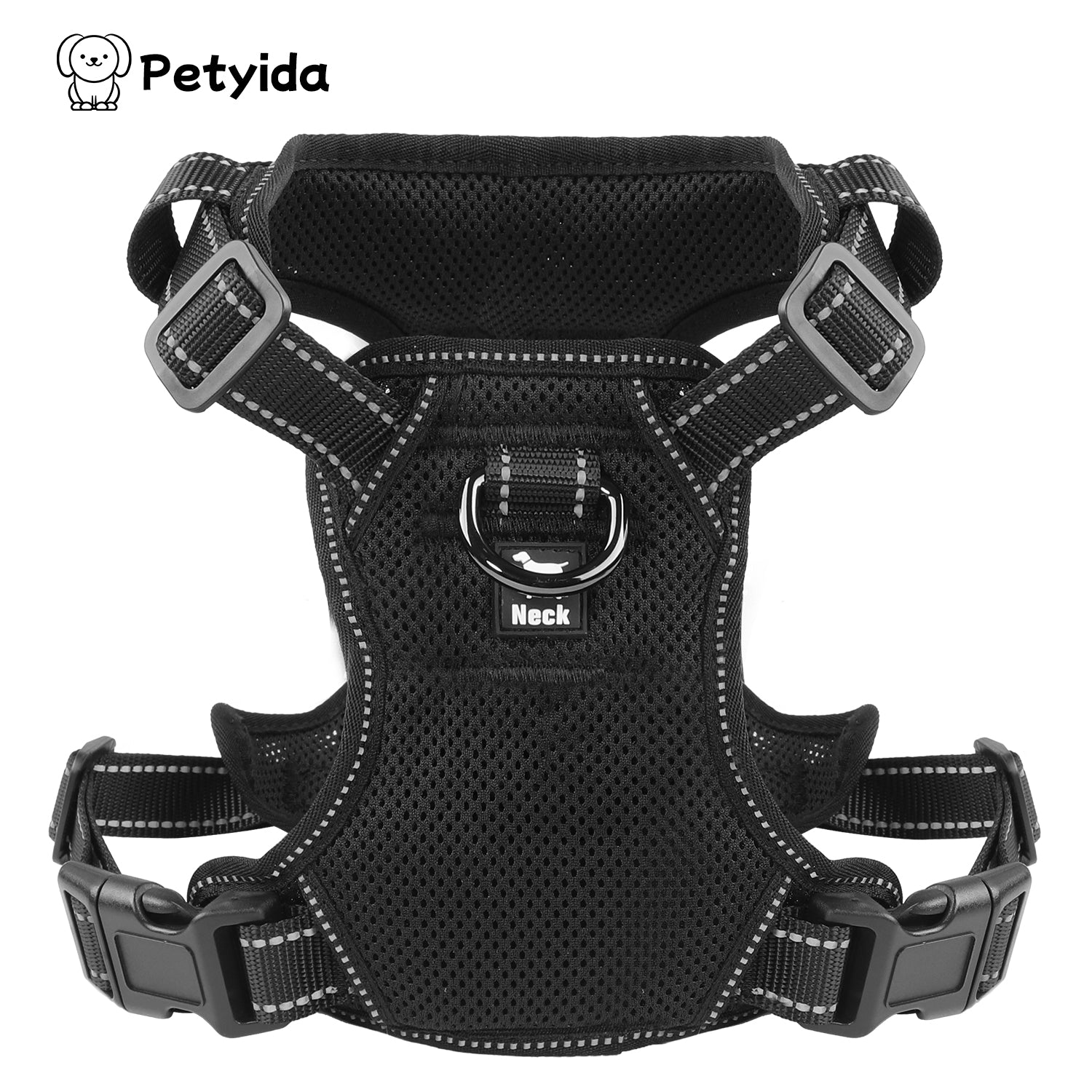 Jewyow No Pull Dog Harness - Dog Harness for Large Dogs,Reflective Adjustable Pet Vest with Handle & Breathable Mesh,Blue,L