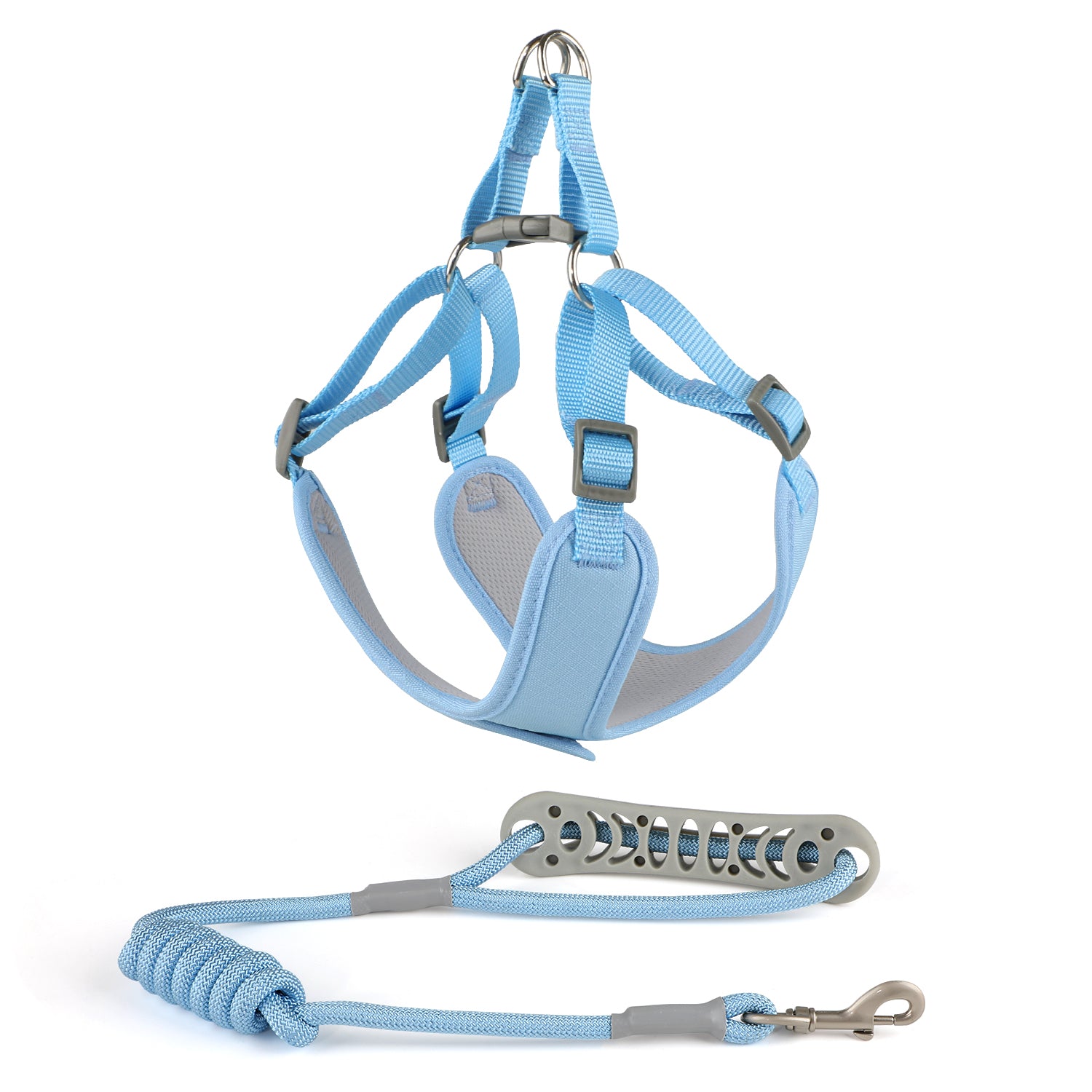 Jewyow No-Pull Dog Harness – Adjustable Soft Mesh Vest for Small Dogs & Cats, Lightweight Step-In Design Blue, M