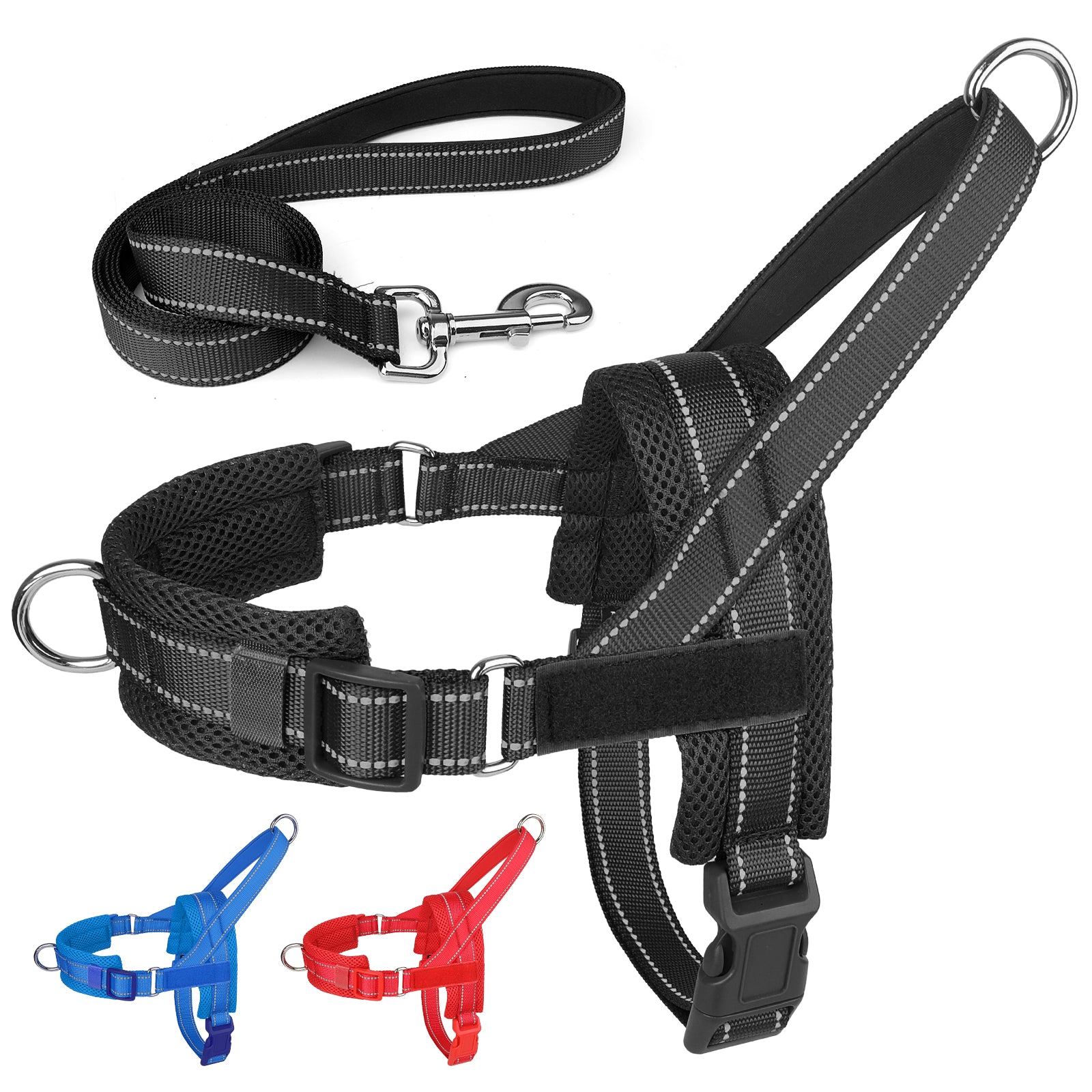No Pull Dog Harness and Leash Set for Medium Large Dogs, Reflective Dog Vest Harness with Breathable Mesh Padded, Adjustable Neck & Chest