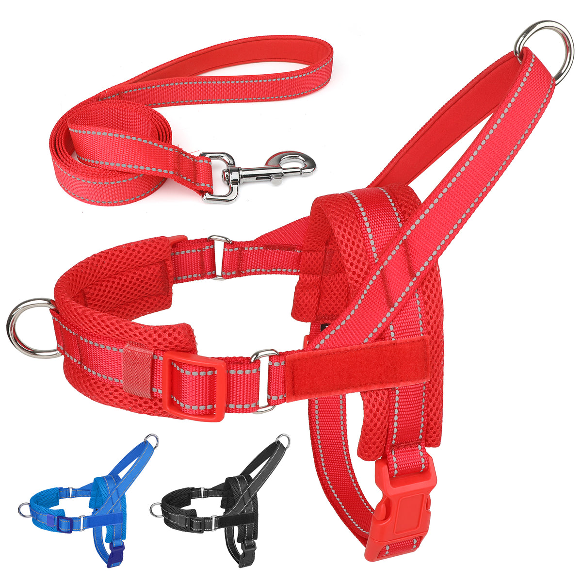 No Pull Dog Harness and Leash Set for Medium Large Dogs, Reflective Dog Vest Harness with Breathable Mesh Padded, Adjustable Neck & Chest