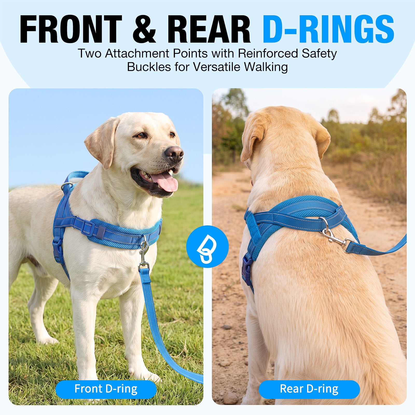 No Pull Dog Harness and Leash Set for Medium Large Dogs, Reflective Dog Vest Harness with Breathable Mesh Padded, Adjustable Neck & Chest