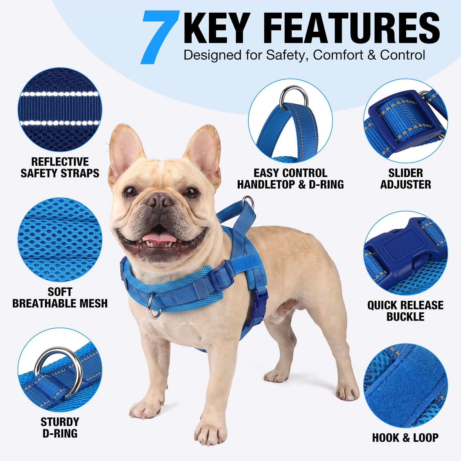 No Pull Dog Harness and Leash Set for Medium Large Dogs, Reflective Dog Vest Harness with Breathable Mesh Padded, Adjustable Neck & Chest